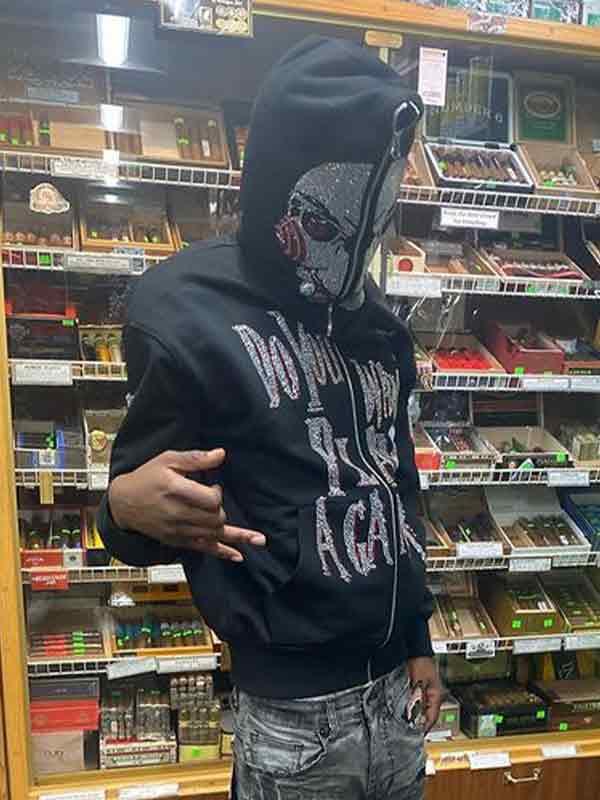 Men's Hip Pop Rhinestone Print Oversized Hoodie Product Image