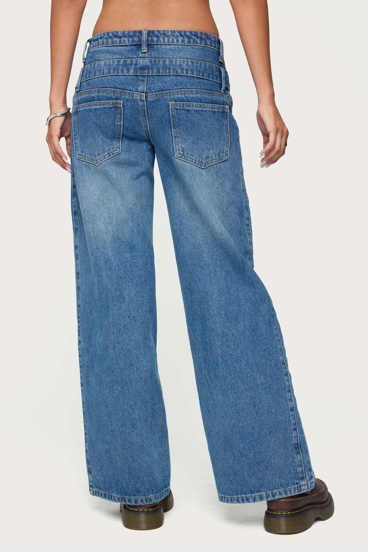Abel Layered Look Low Rise Baggy Jeans Product Image