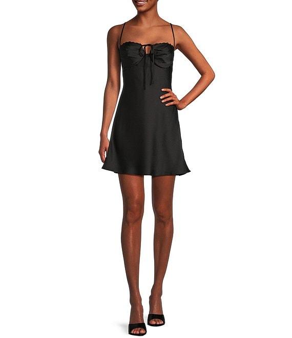 B. Darlin Sweetheart Neck Lace Trim Spaghetti Strap Dress Product Image