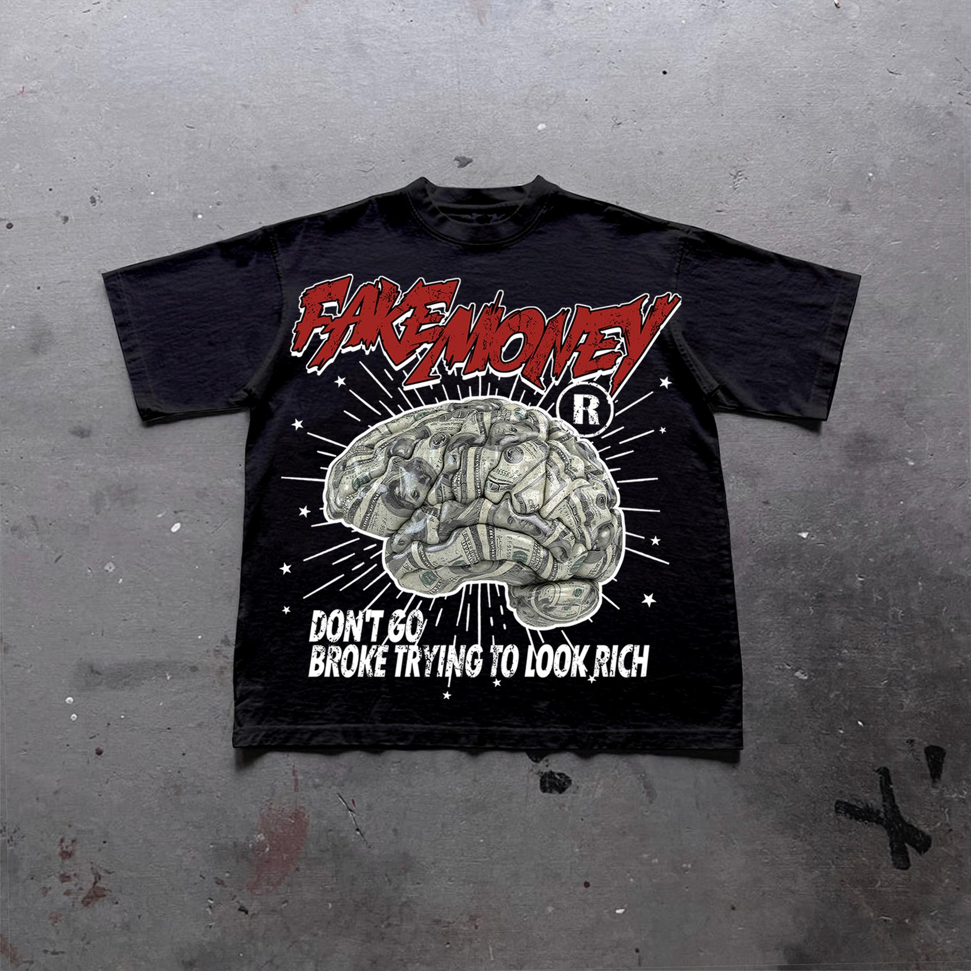 Sopula Don't Go Broke Trying To Look Rich Graphic Print Cotton T-Shirt Product Image