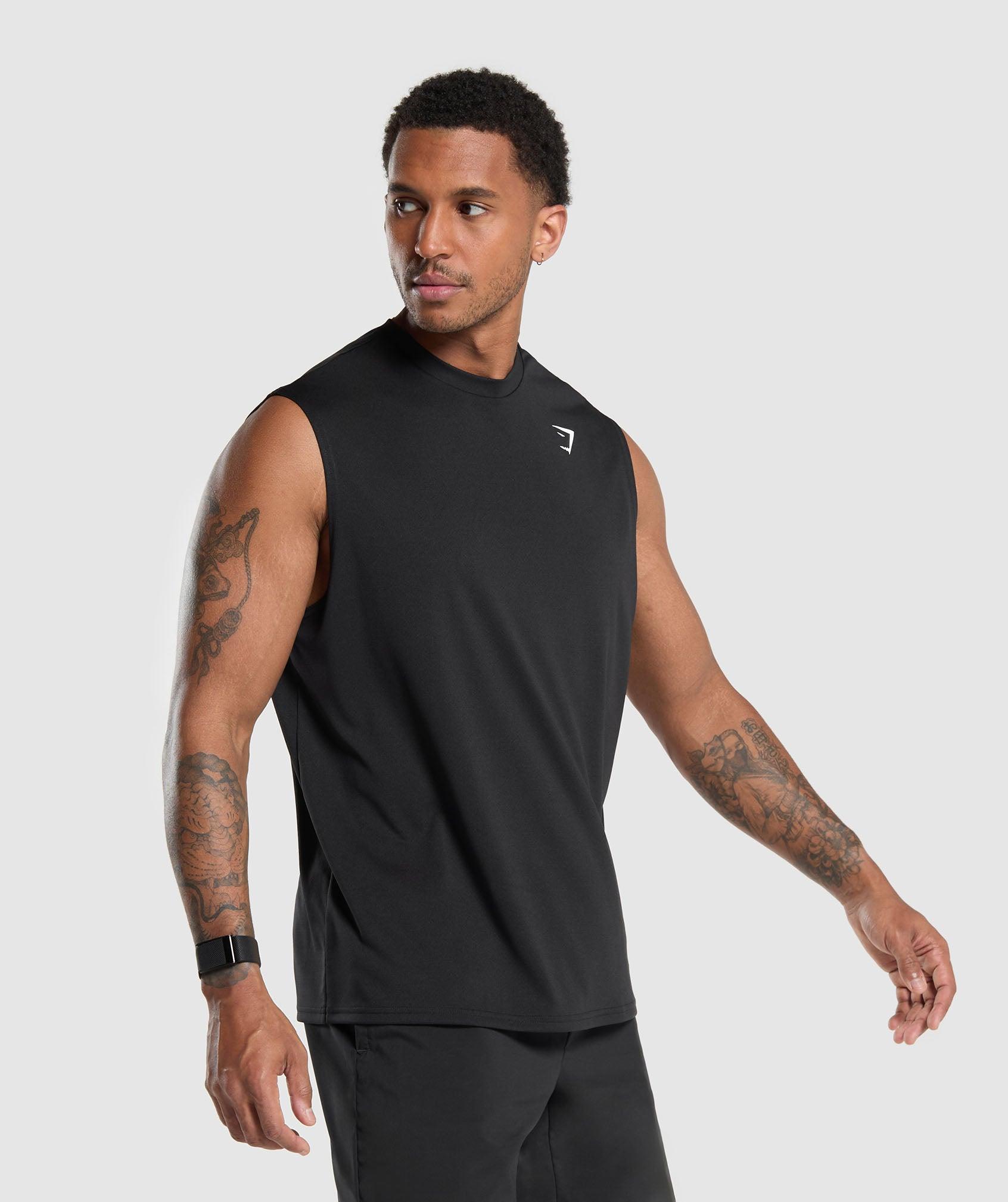 Gymshark Arrival Oversized Tank - Black Male Product Image