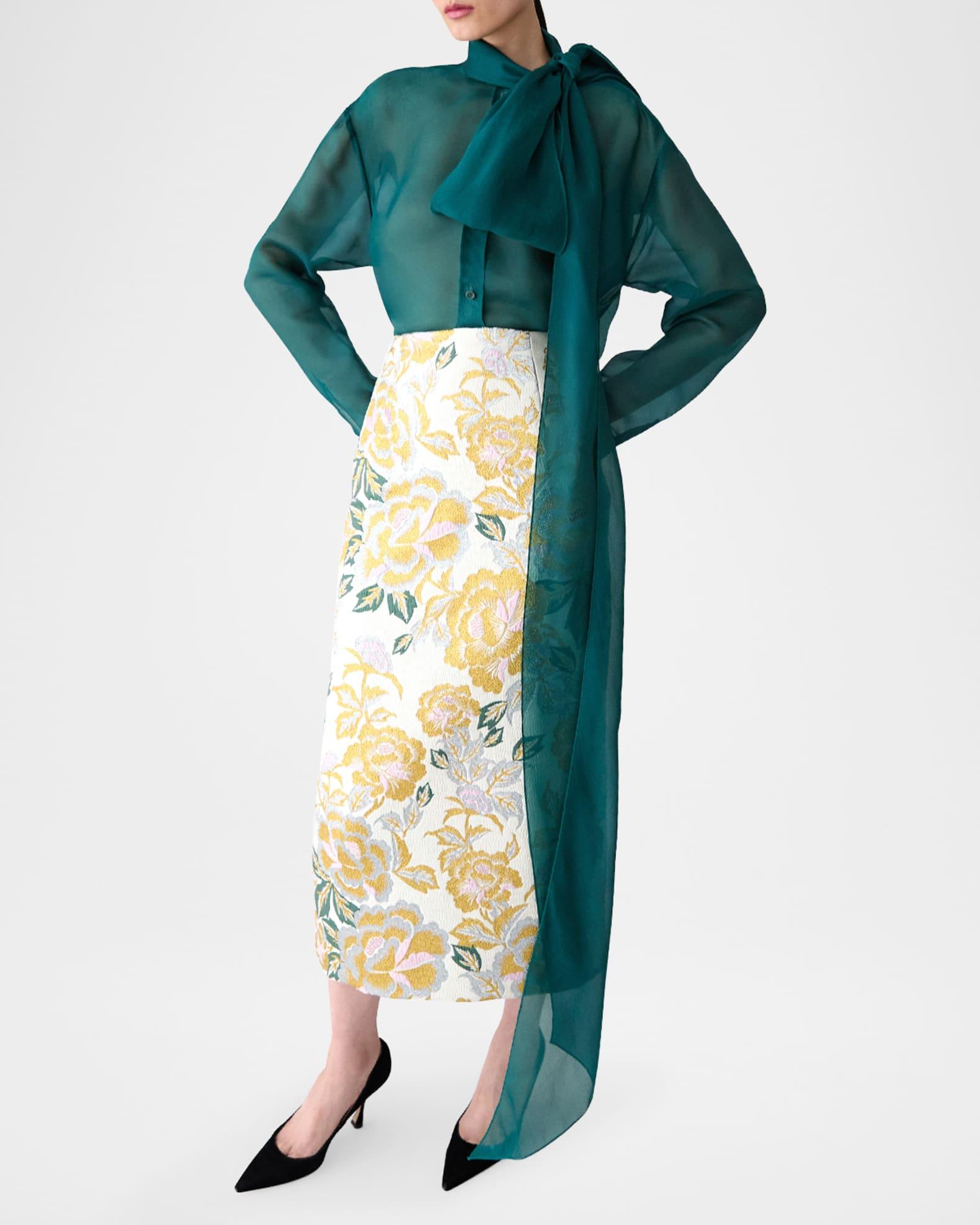 Floral Jacquard Midi Skirt Product Image