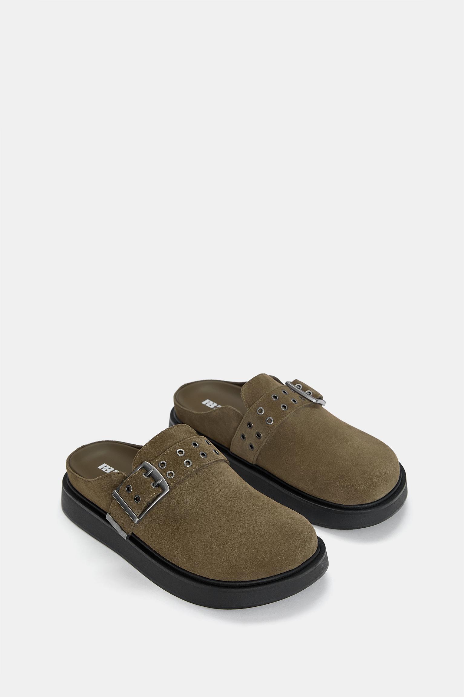 Leather clogs with buckle Product Image