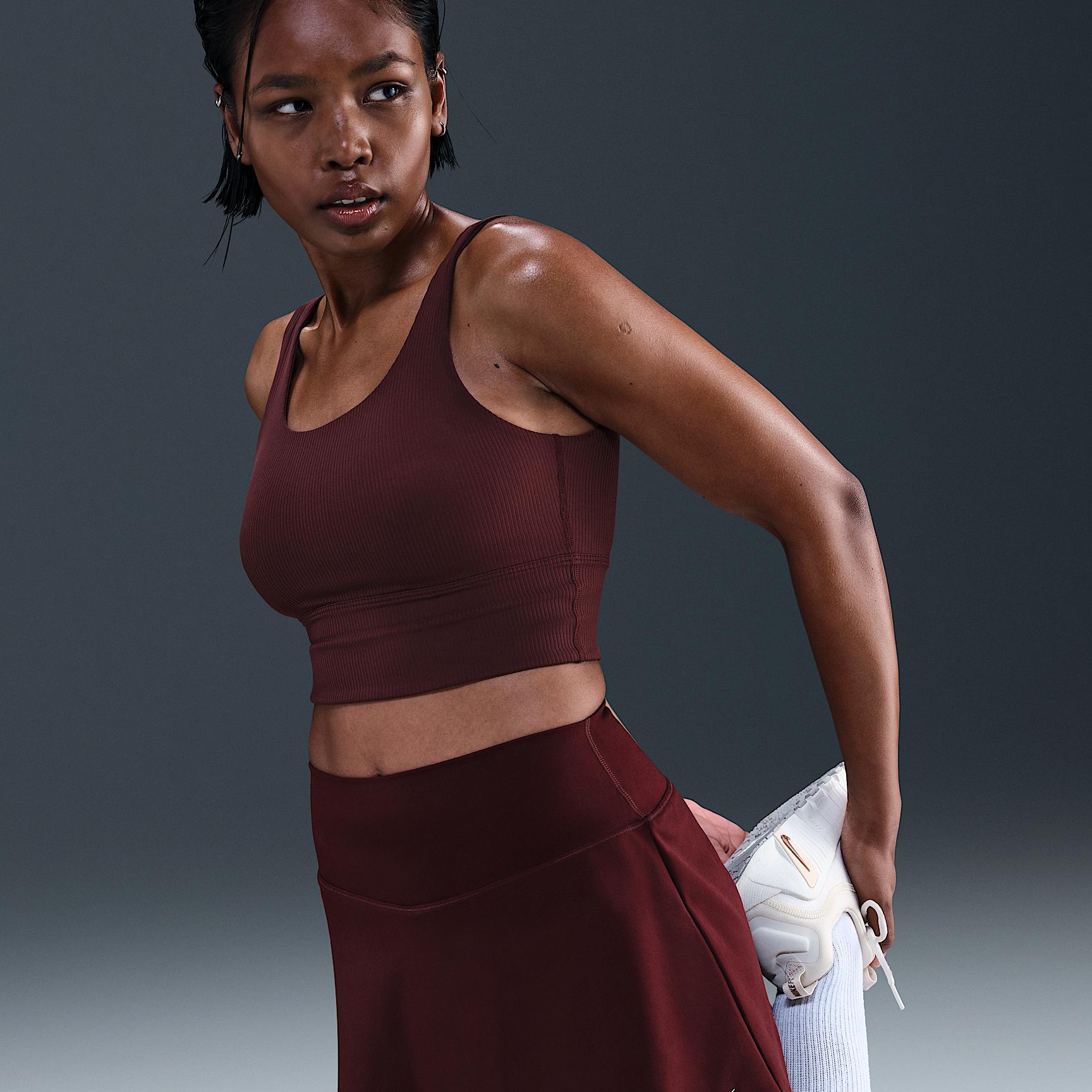 Nike Womens Zenvy Rib Light-Support Padded Longline Sports Bra | HF1542-652 Product Image