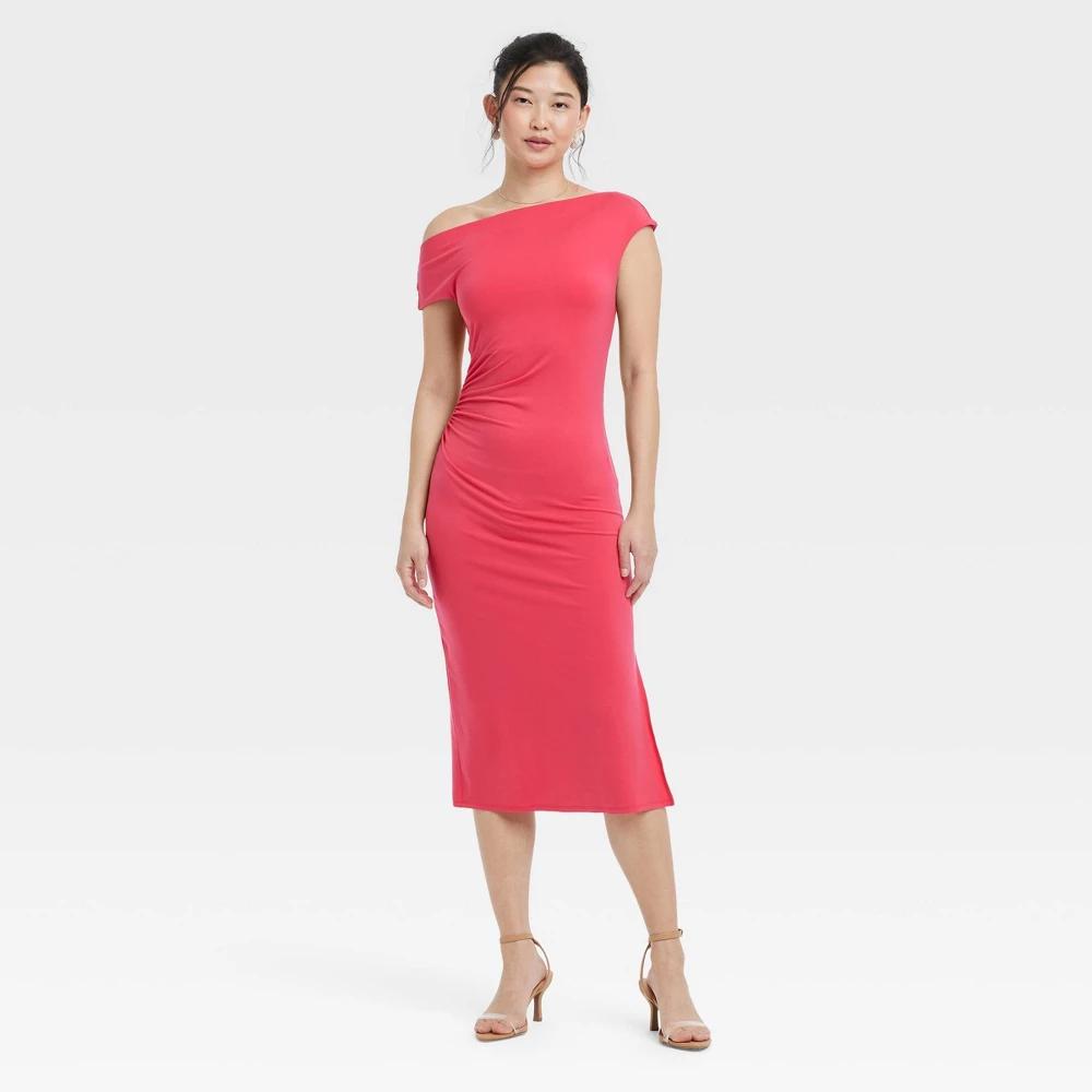 Women's Knit Midi Dress - A New Day™ XS: Lyocell-Spandex Blend, Pullover, Sleeveless, Solid Pattern Product Image