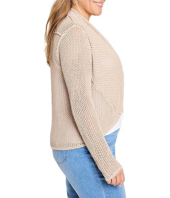 NIC + ZOE Plus Size Mesh Cocoon Open Front Long Sleeve Cardigan Product Image