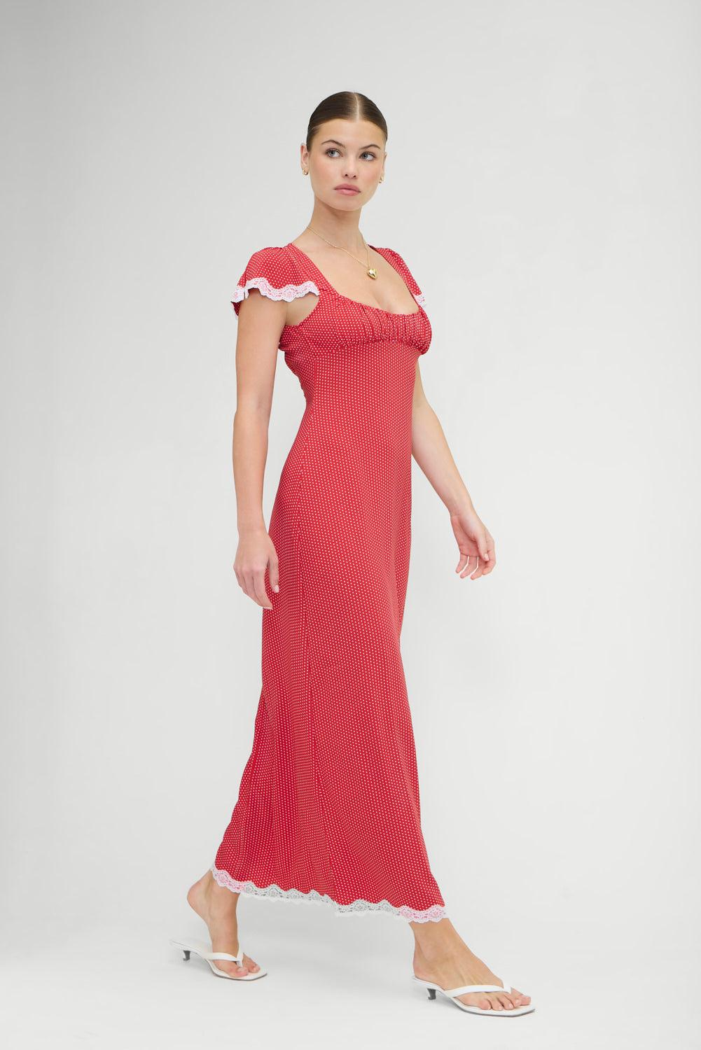 Rosalyn Polka Dot Maxi Dress - Ladybug Product Image