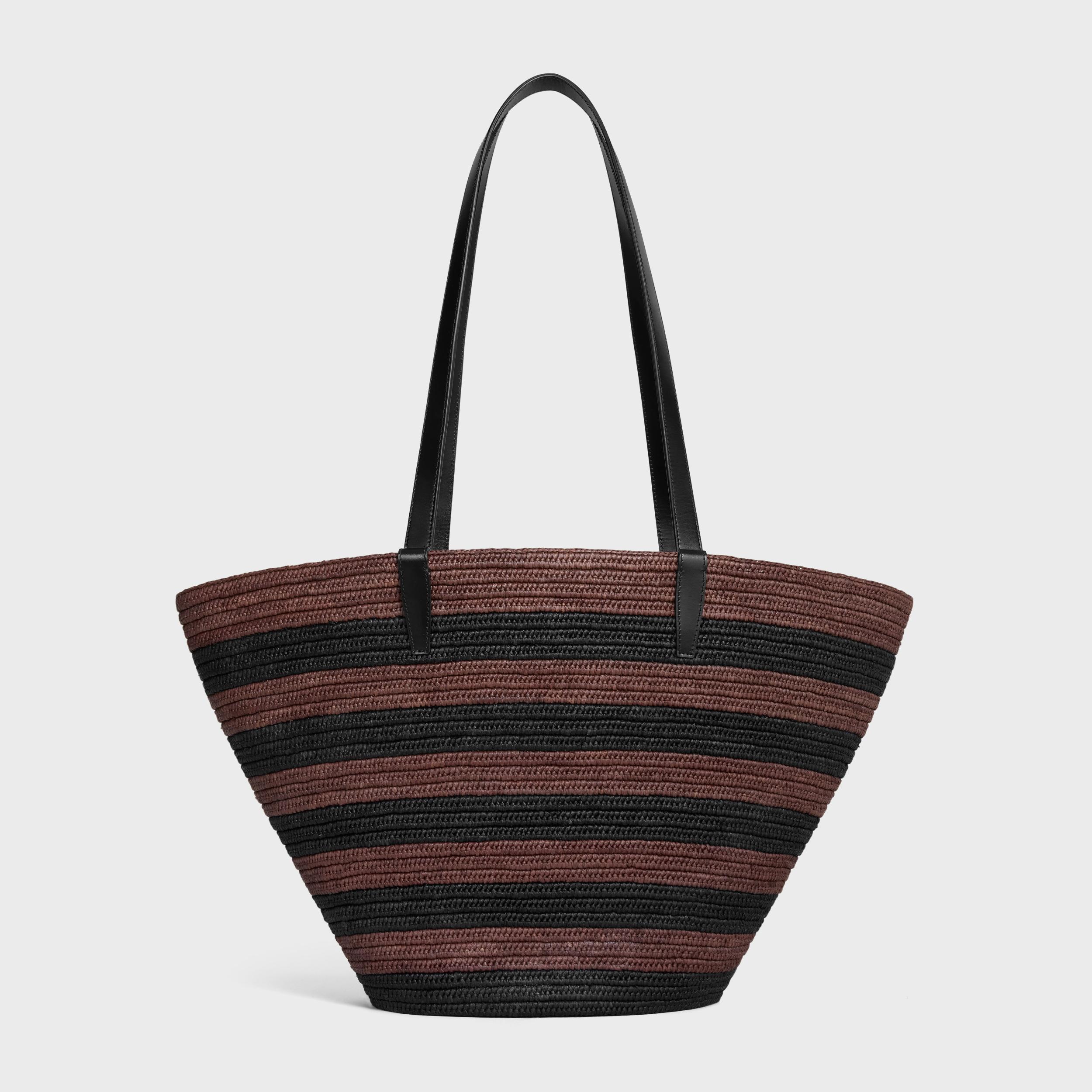 COUFFIN CELINE CLASSIC PANIER IN STRIPED RAFFIA AND CALFSKIN Product Image