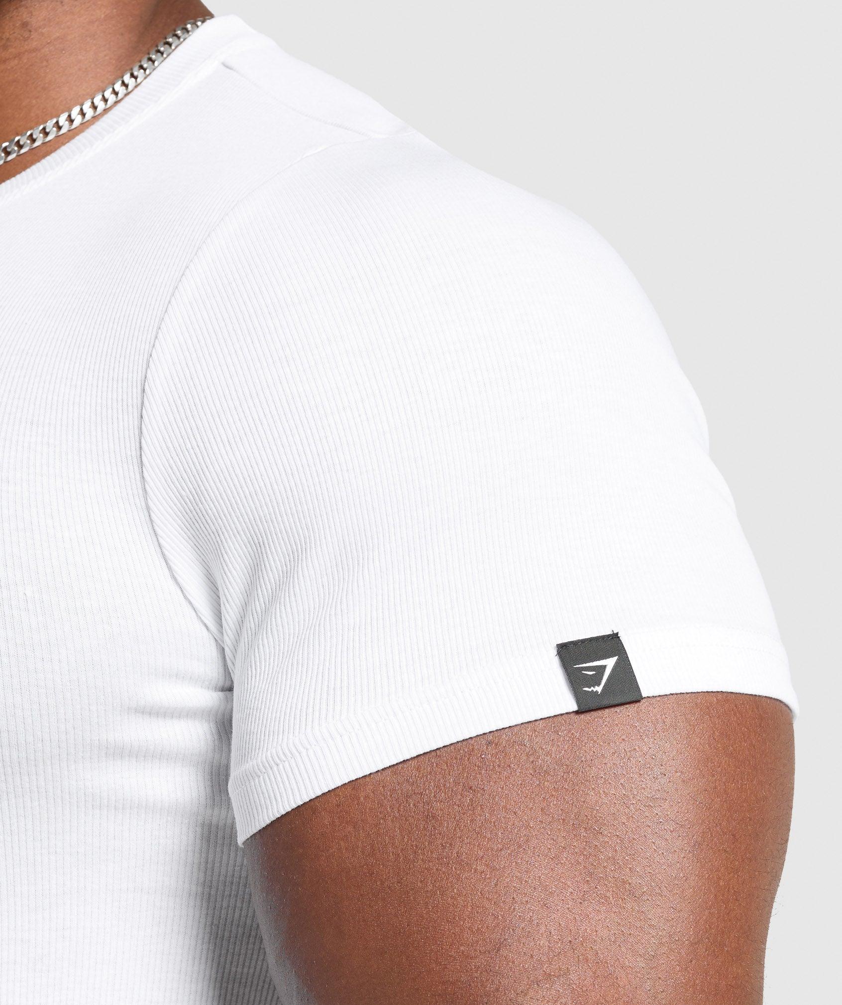 Gymshark Ribbed T-Shirt - White Male Product Image