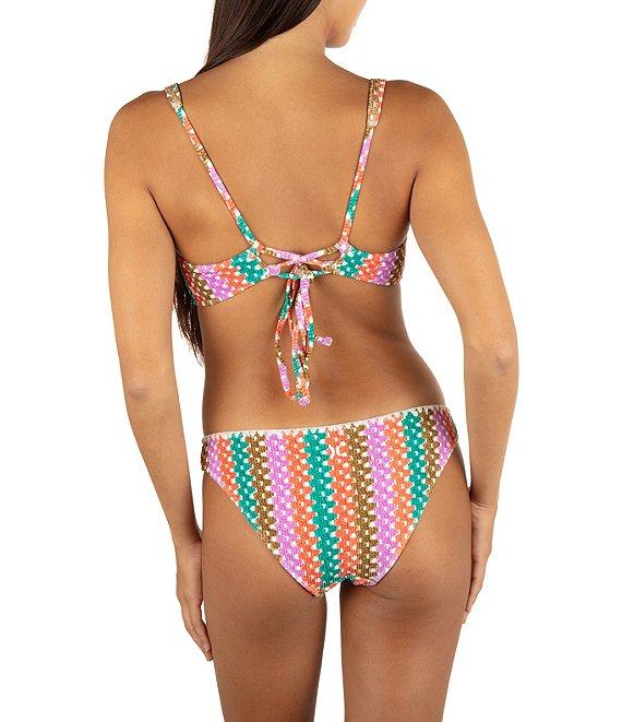 Hurley Stripe Crochet Scrunch Hipster Swim Bottom Product Image