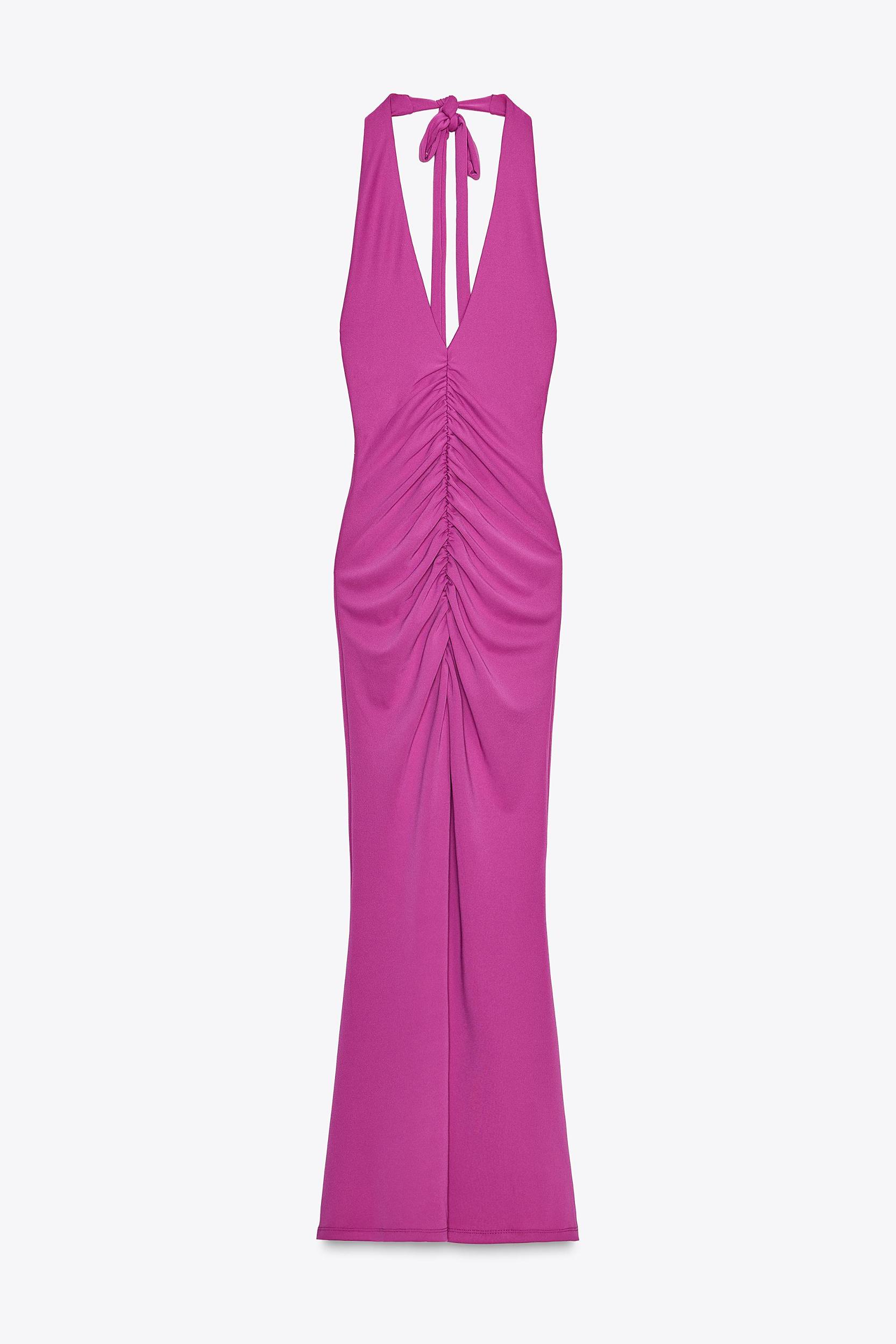 RUCHED HALTER DRESS Product Image