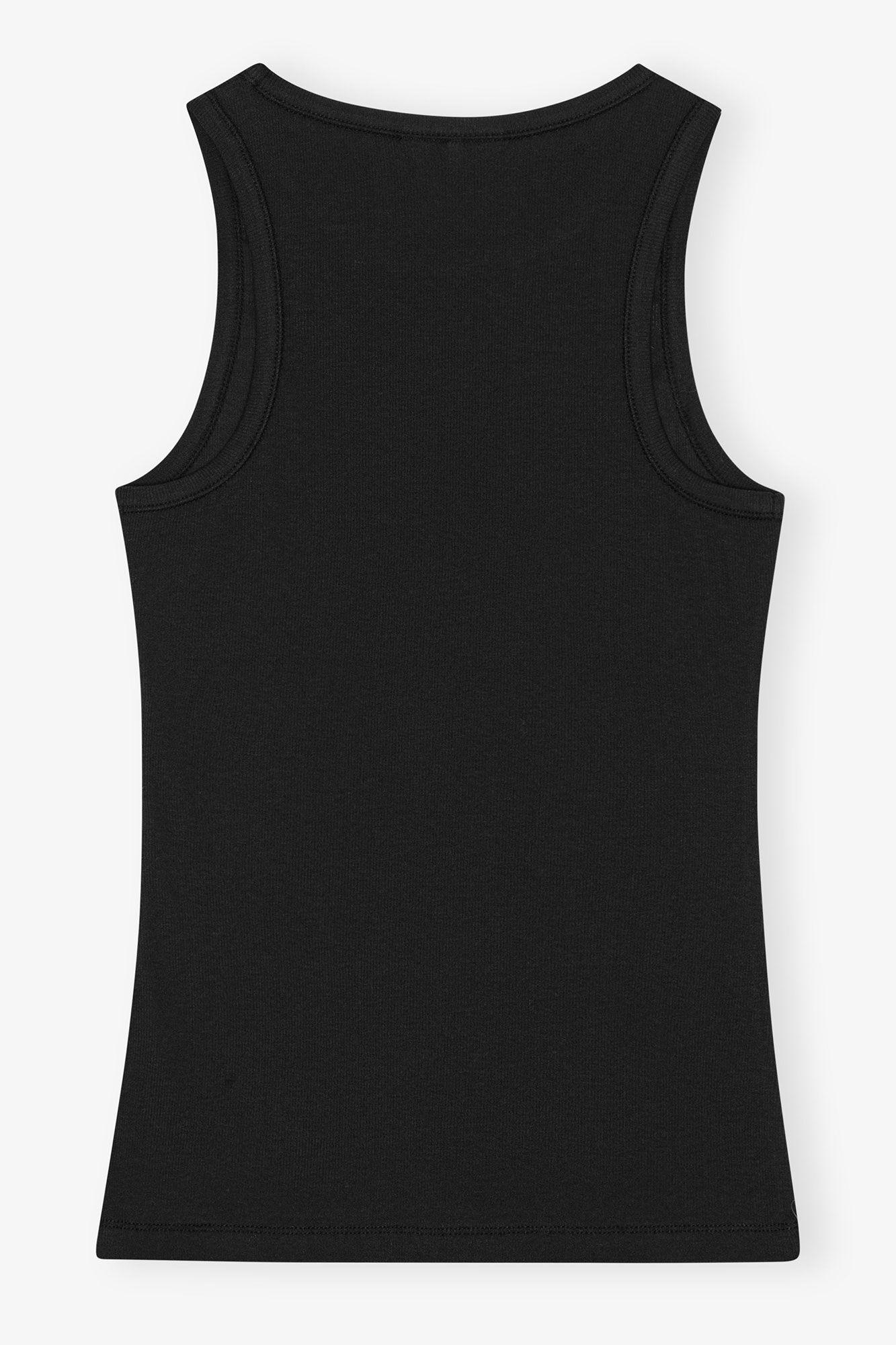 Black Soft Cotton Rib Tank Top Product Image