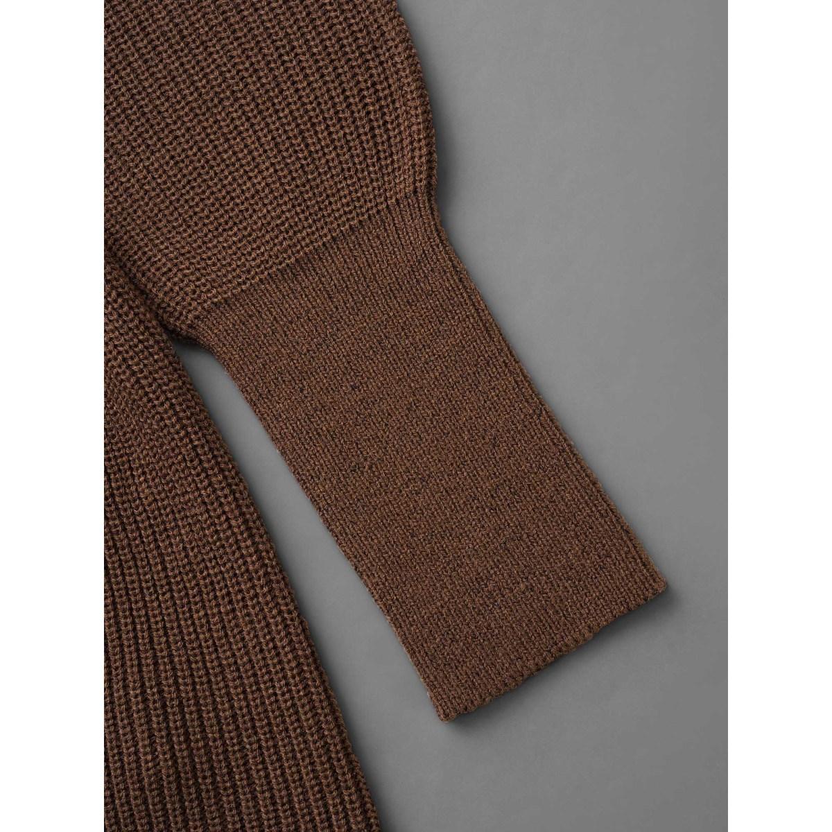 Plus Size Plain V Neck Lantern Sleeve Pullover Browncoffeecolor Women Casual Loose Long Sleeve V-neck Everyday Pullovers BloomChic 18-20/2X Product Image