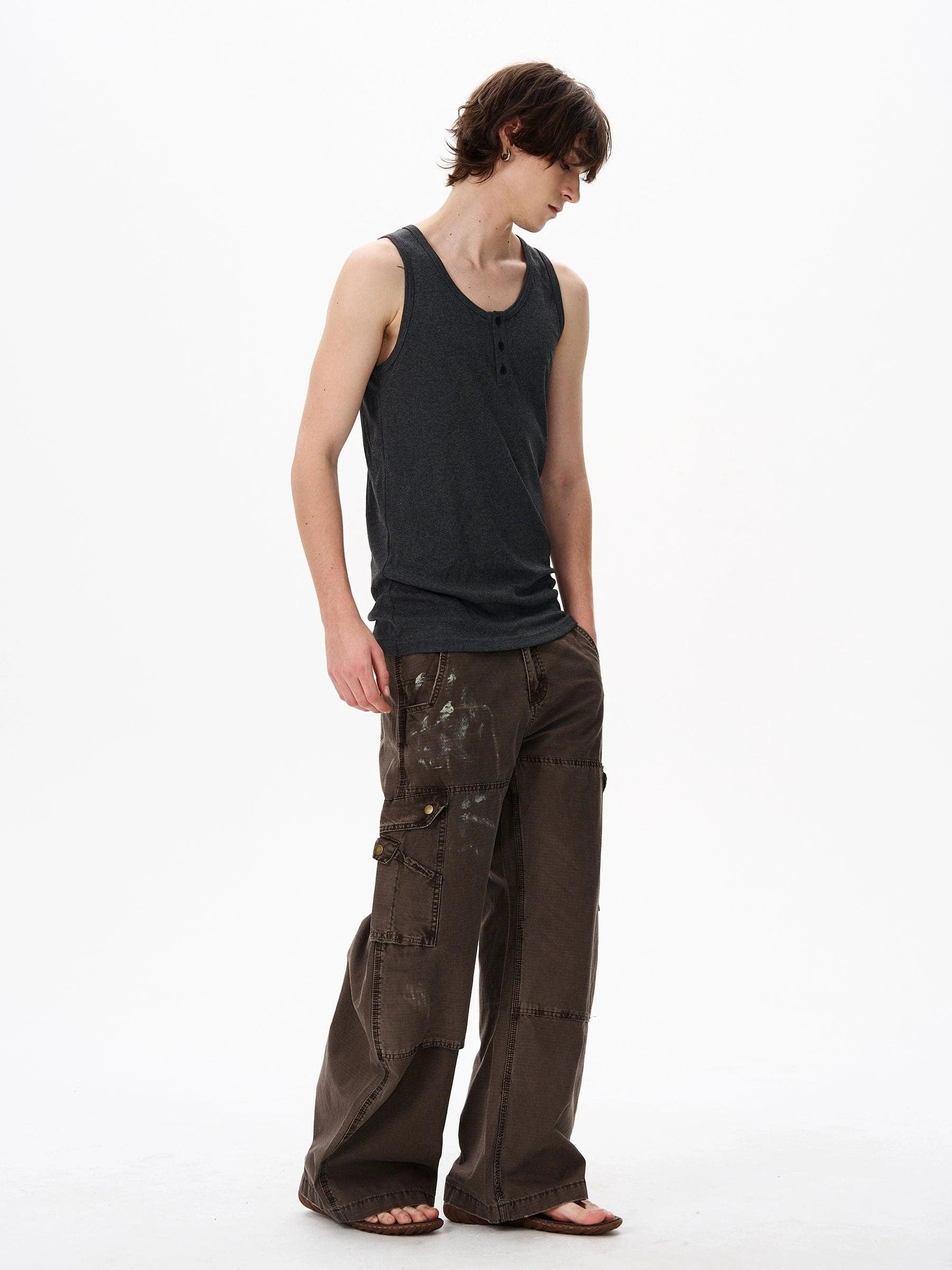 RT No. 18144 BROWN RECONSTRUCTED INDUSTRY WORKWEAR PANTS Product Image
