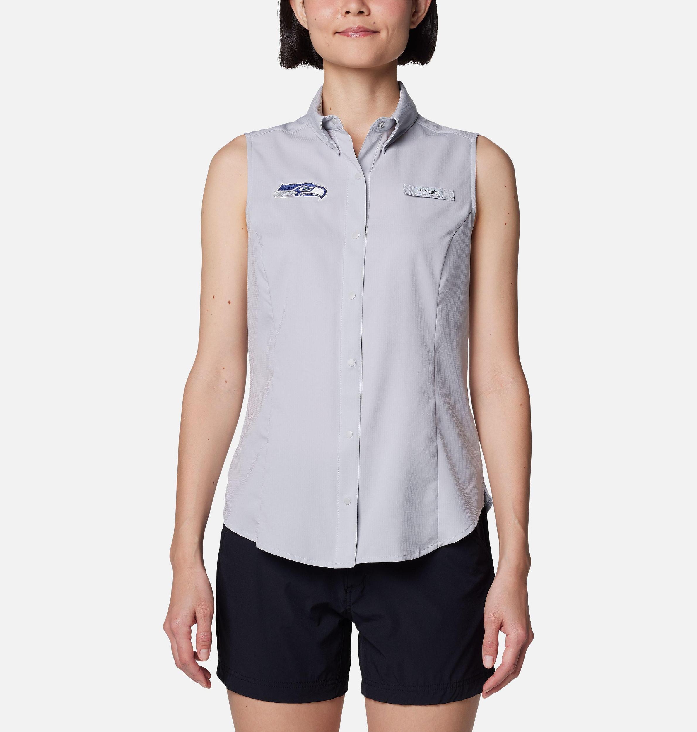 Columbia Womens PFG Tamiami Sleeveless Shirt - Seattle Seahawks- Product Image