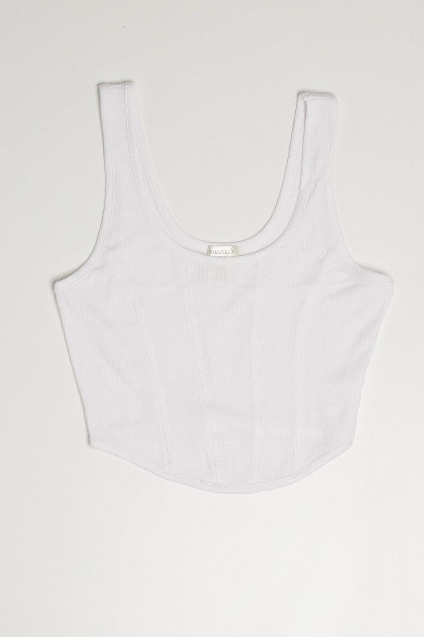 White Seamed Cropped Tank Product Image
