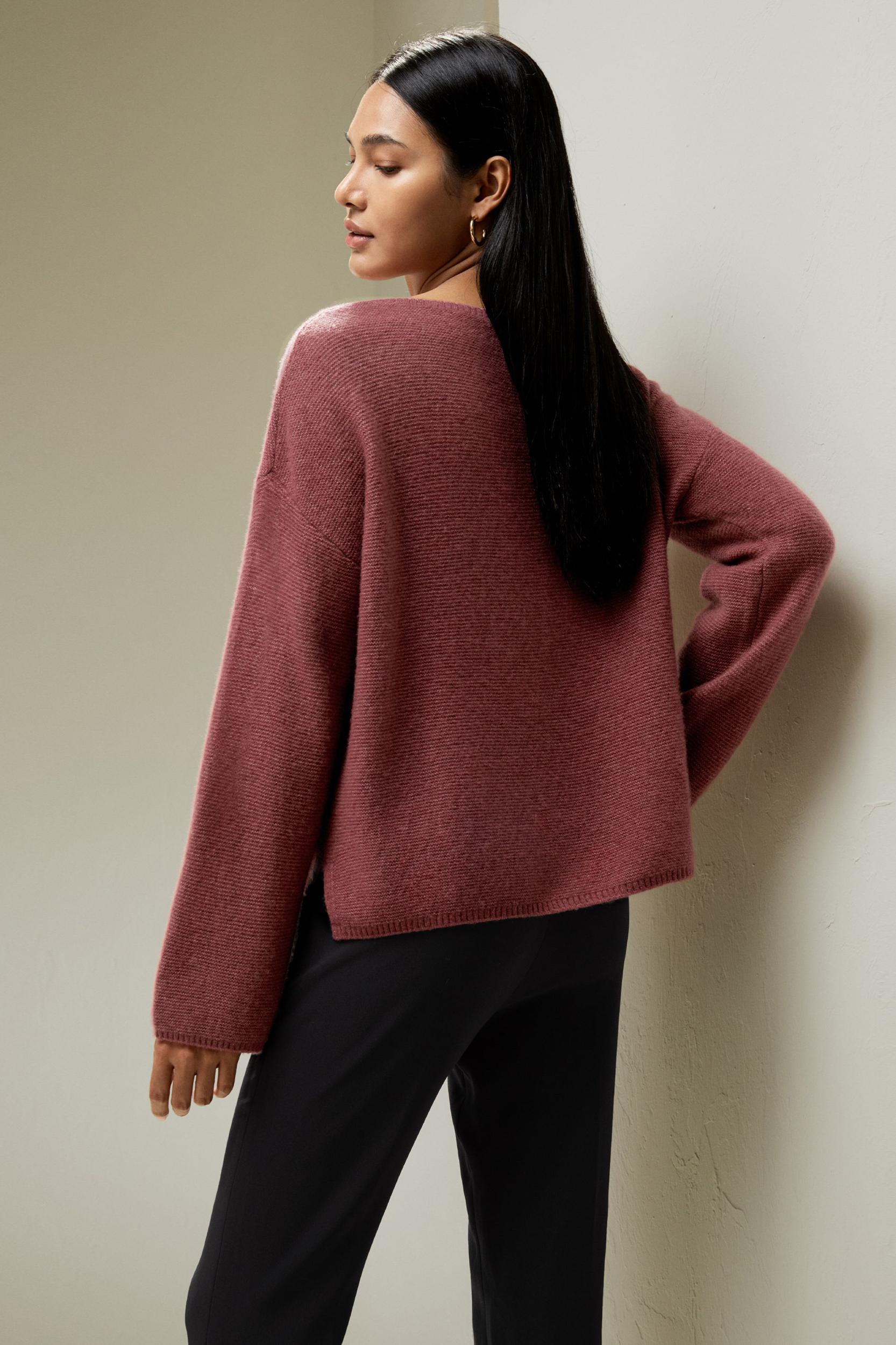 Relaxed Fit Drop-Shoulder Silk Cashmere Blend Sweatshirt Product Image