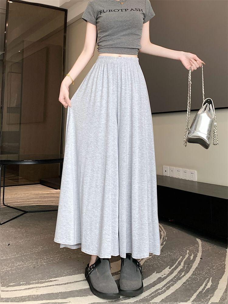 High Waist Plain Wide Leg Pants Product Image