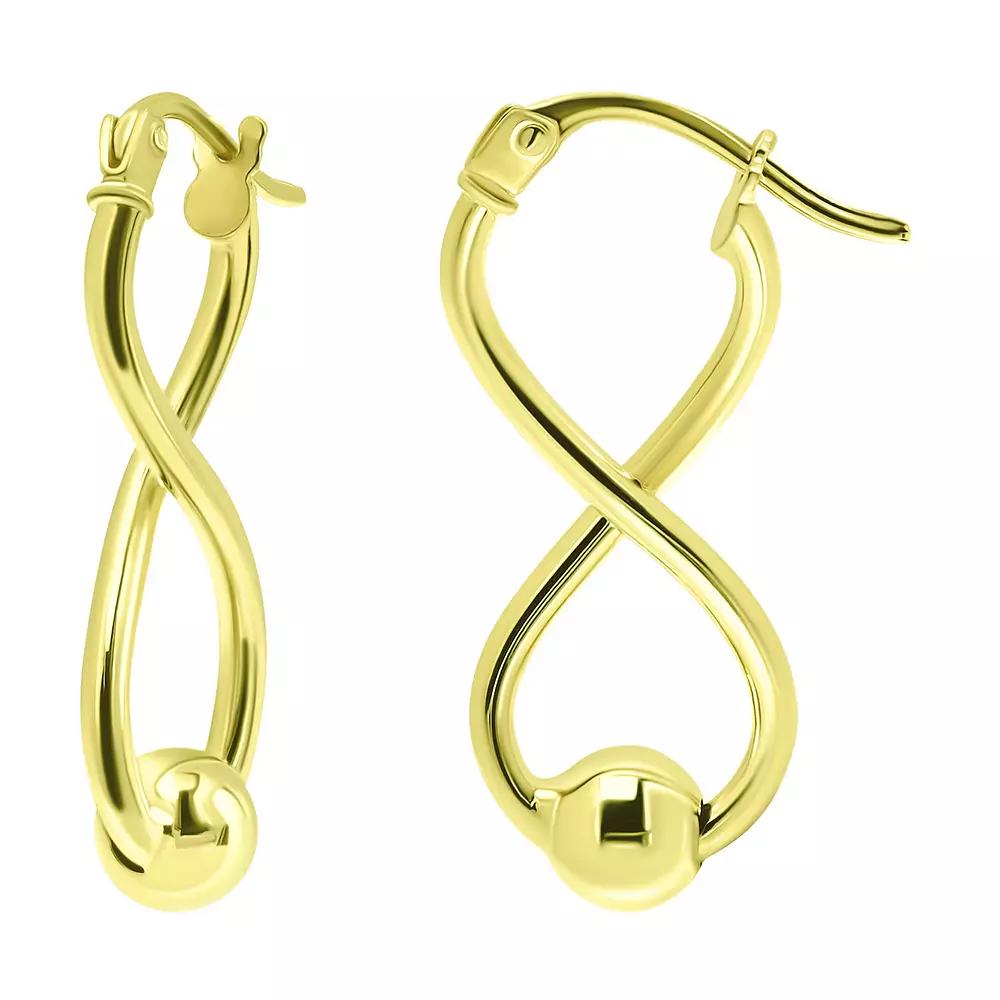 Aleure Precioso Sterling Silver Bead Infinity Earrings, Women's, Gold Tone Product Image