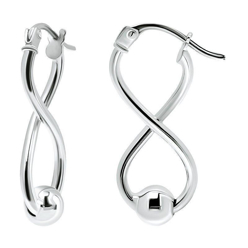 Aleure Precioso Sterling Silver Bead Infinity Earrings, Women's Product Image