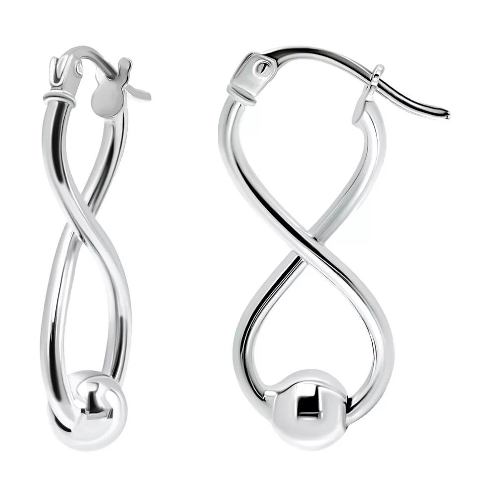 Aleure Precioso Sterling Silver Bead Infinity Earrings, Women's Product Image