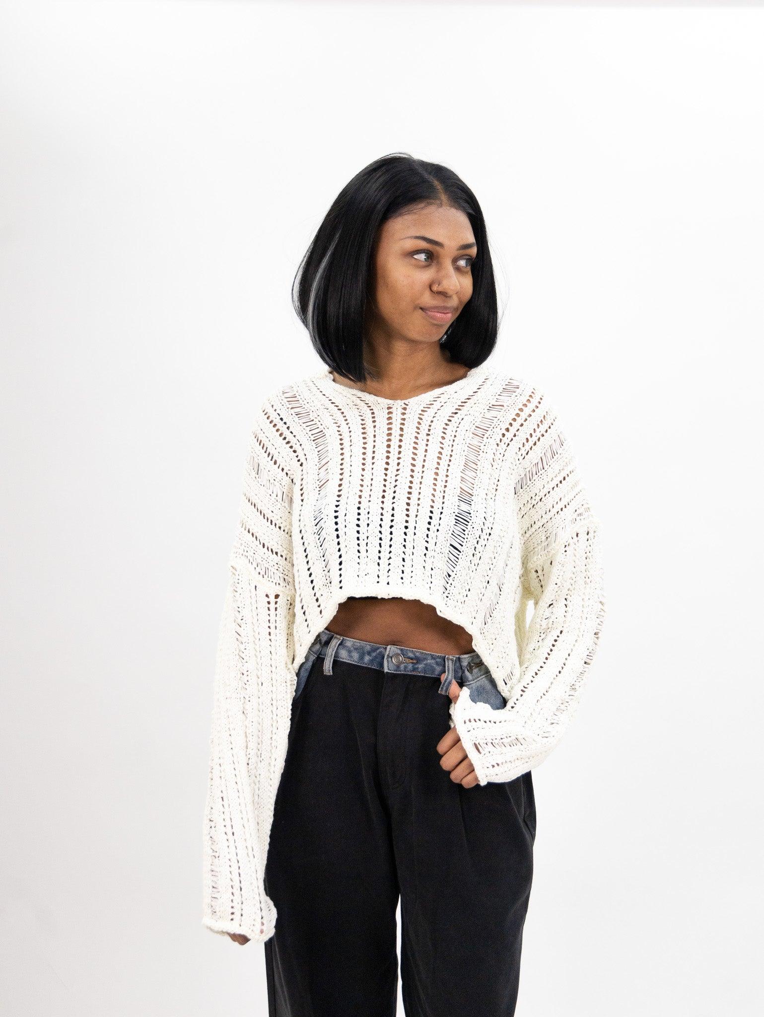 Moon River Crochet Knitted Top - Cream Product Image