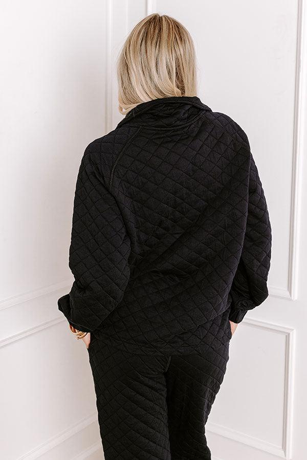 Paris Mornings Quilted Sweater In Black Product Image