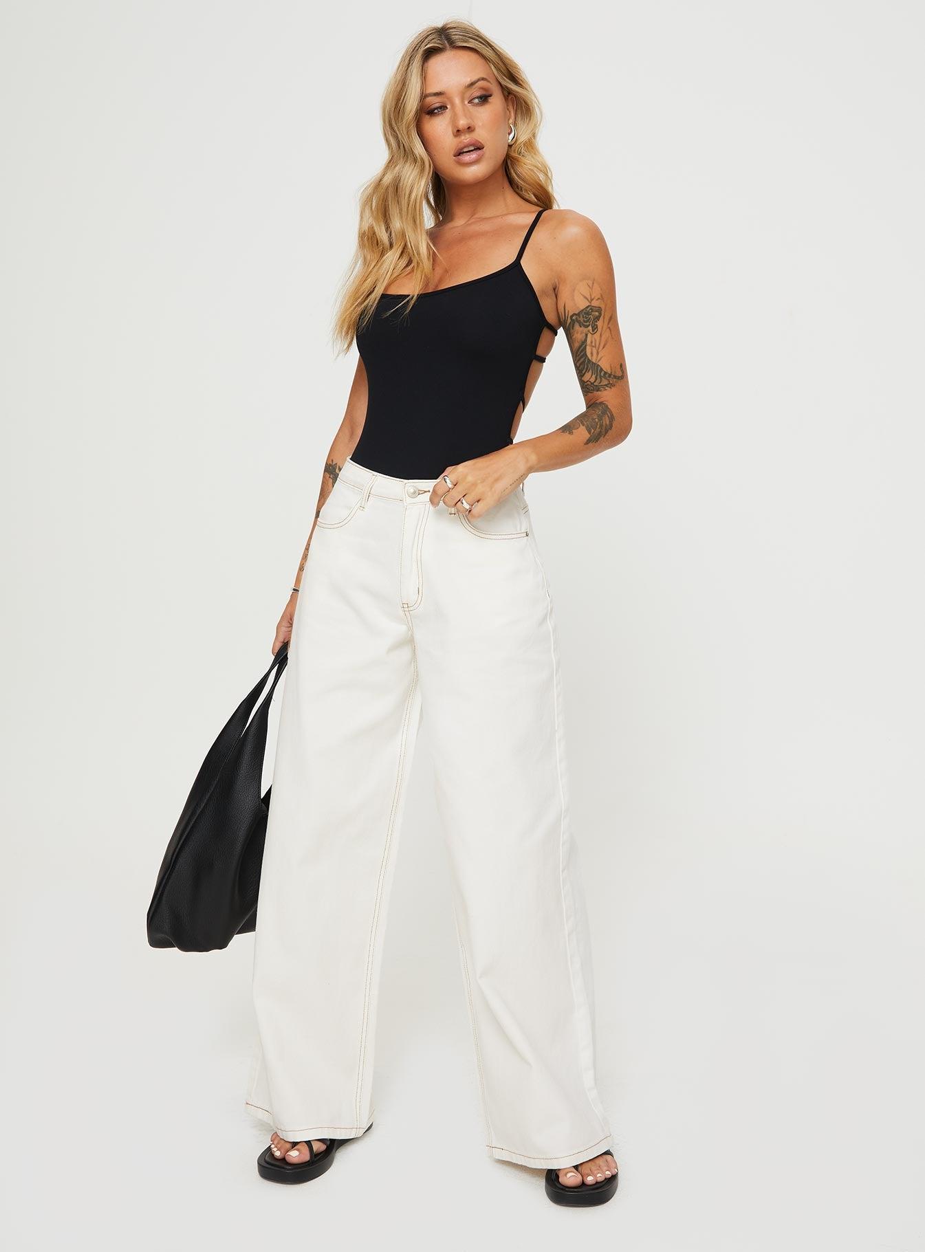 Naylor Wide Leg Jeans Cream Product Image