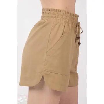 Taupe Linen Shorts with Drawstring Product Image