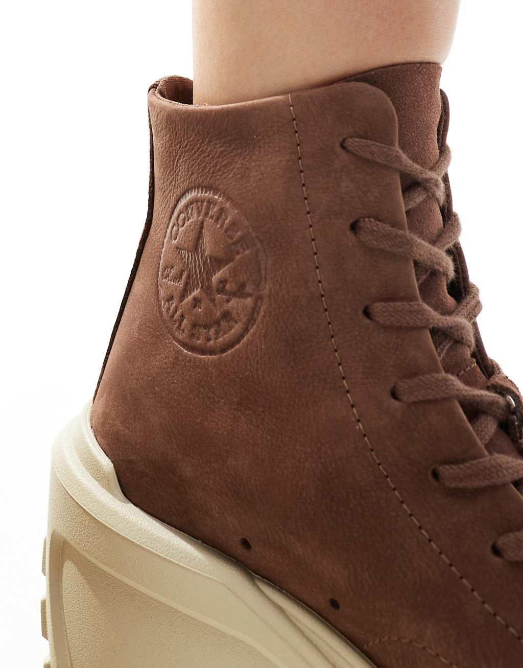 Converse Chuck 70 De Luxe wedge platform hi top sneakers in brown Product Image