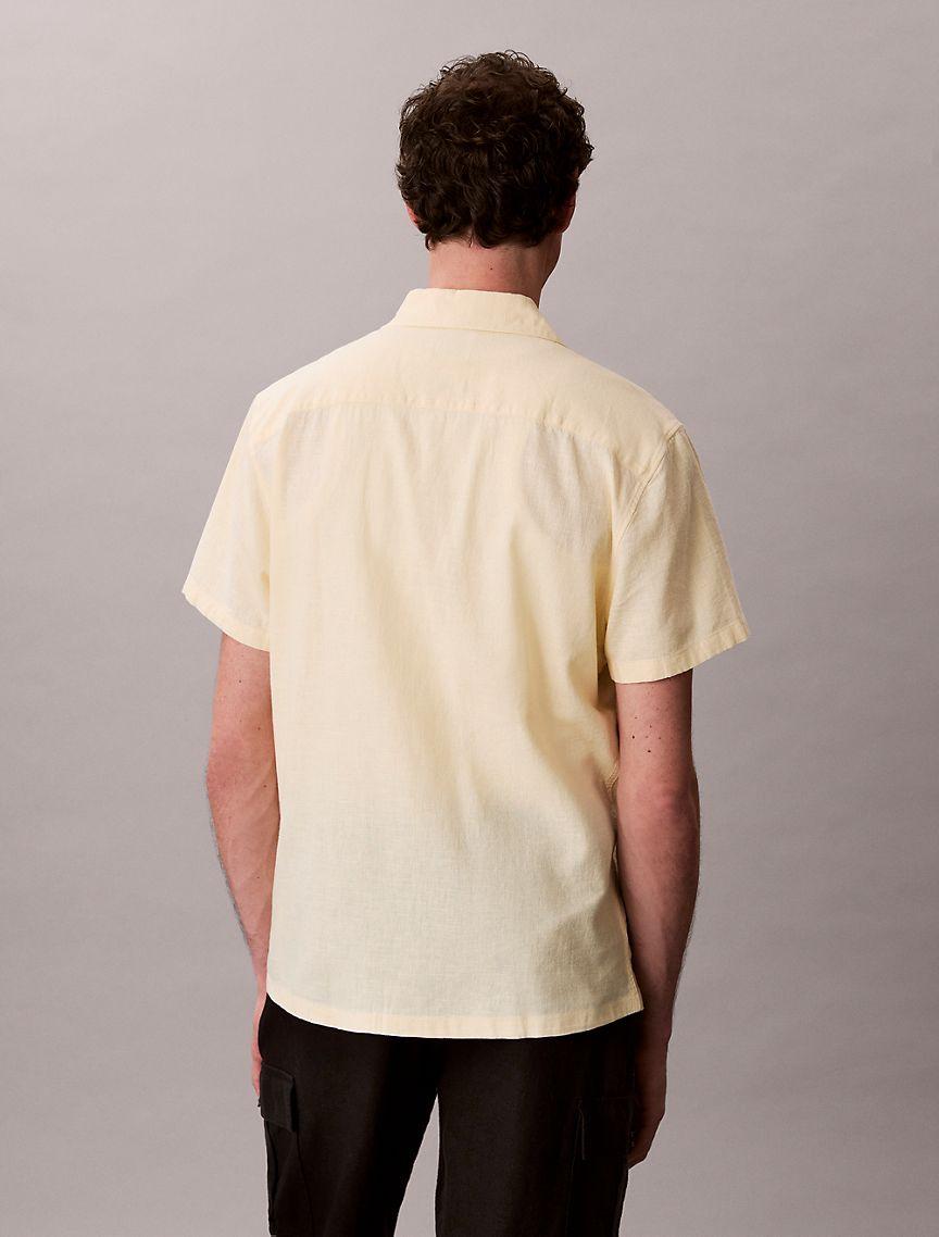 Linen Cotton Short Sleeve Button-Down Shirt Product Image