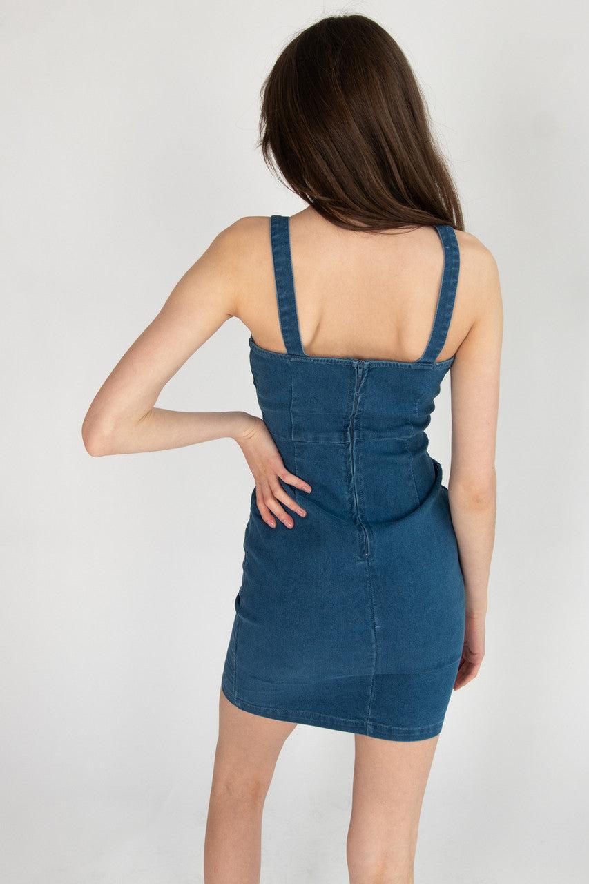 Corset Bodice Denim Mini Dress Product Image