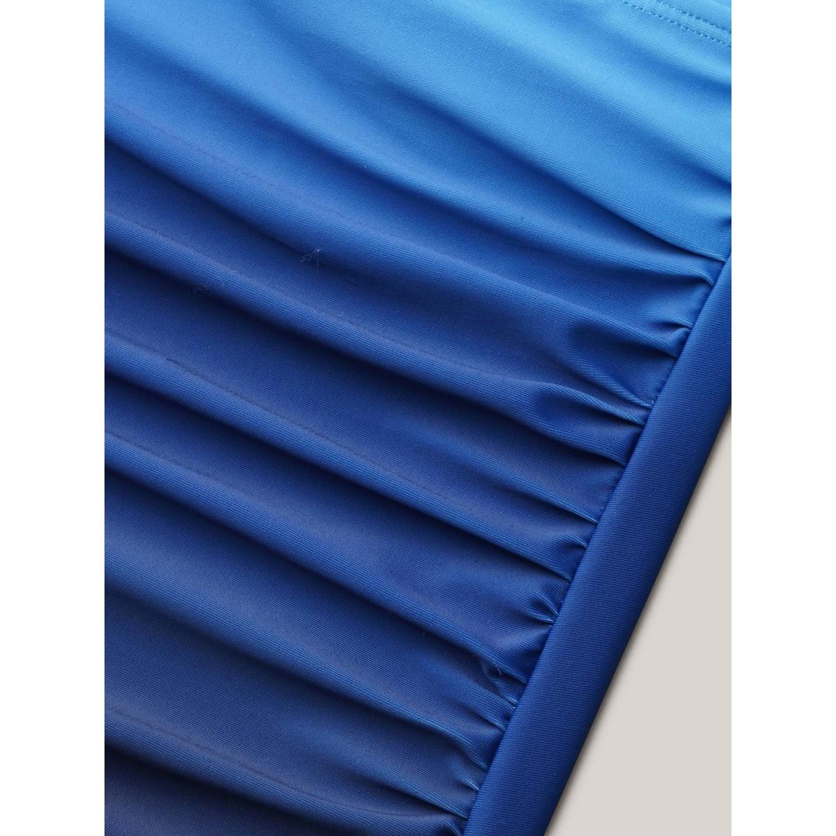 Plus Size Gradient Adjustable Drawstring Ruched One-Piece Swimsuit Women's Swimwear Mediumblue Beach Gathered Curve Bathing Suits High stretch One Pieces BloomChic 22-24/3X Product Image