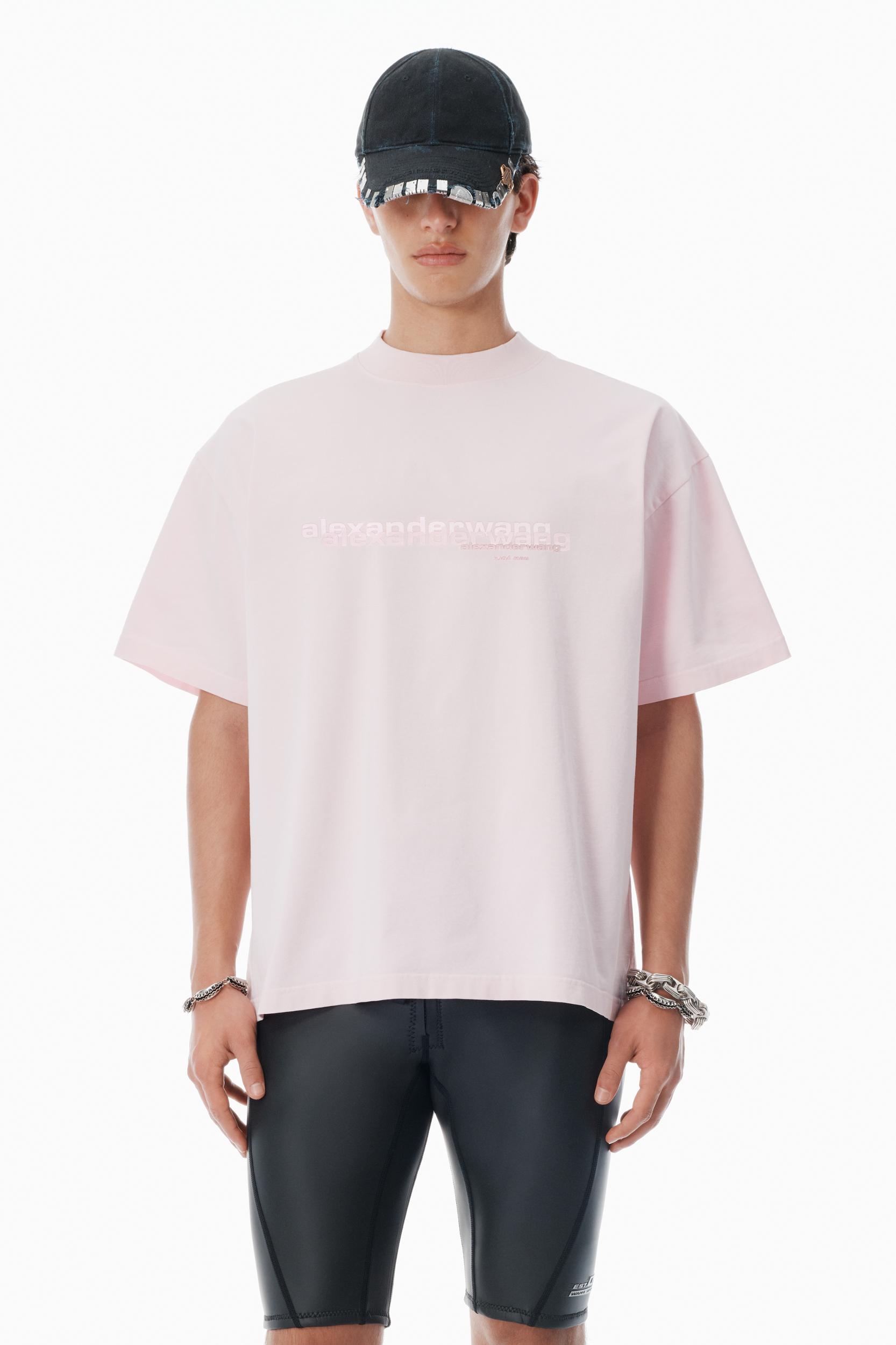 Pink Cotton Oversized Logo Tee Product Image