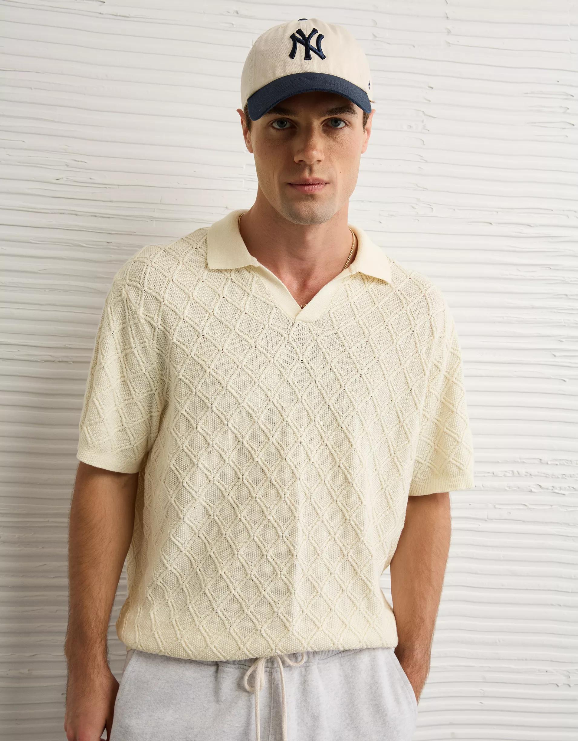 AE Weekend Cable Knit Sweater Polo Shirt Product Image