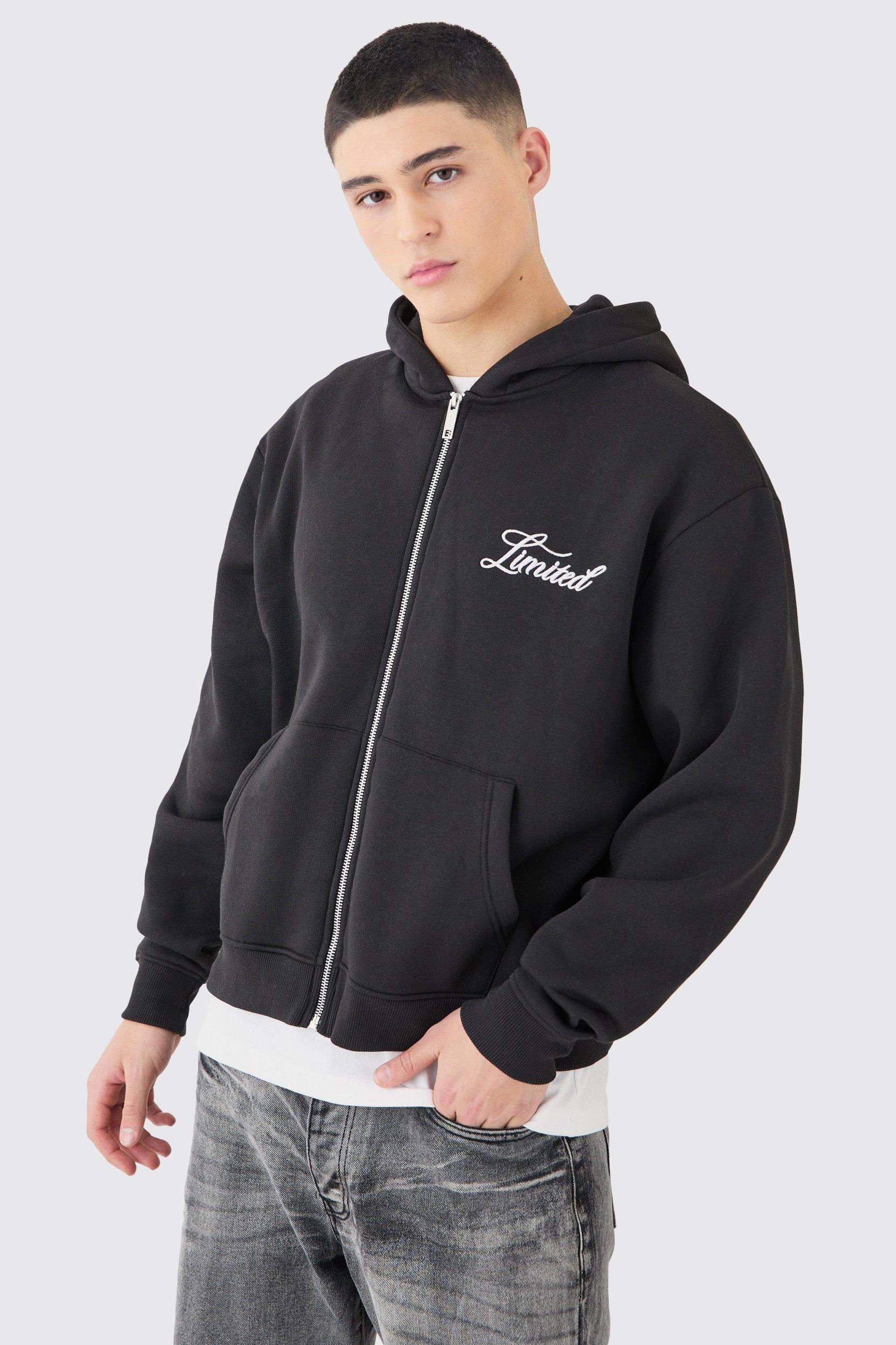Limited Boxy Fit Zip Through Hoodie | boohooMAN USA Product Image