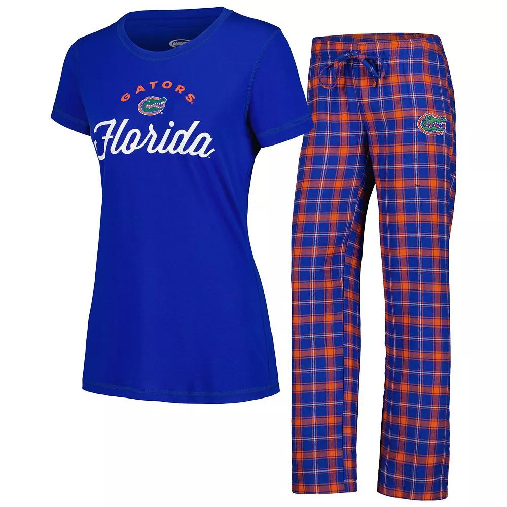 Women's Concepts Sport Royal/Orange Florida Gators Arctic T-Shirt & Flannel Pants Sleep Set, Size: 3XL, Blue Product Image