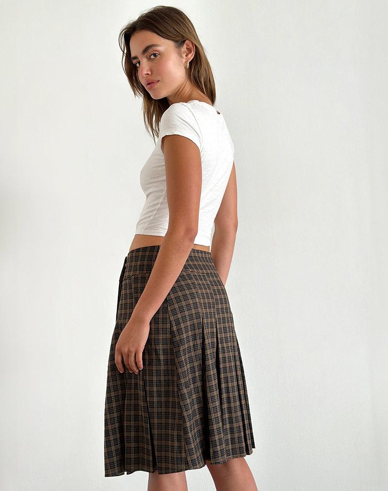 Vanka Midi Skirt in Dark Brown Check Female Product Image