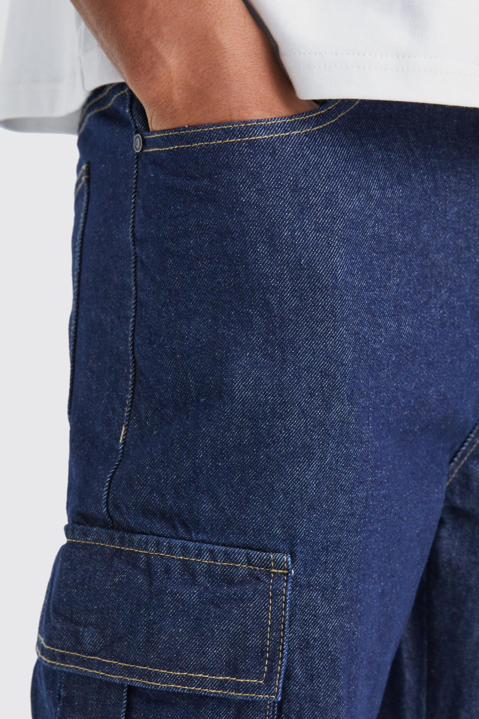 Tall Relaxed Rigid Cargo Jeans | boohooMAN USA Product Image