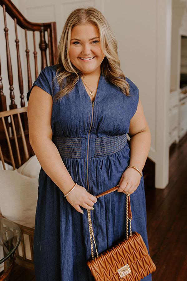 Picnic At The Park Denim Midi Dress Curves Product Image