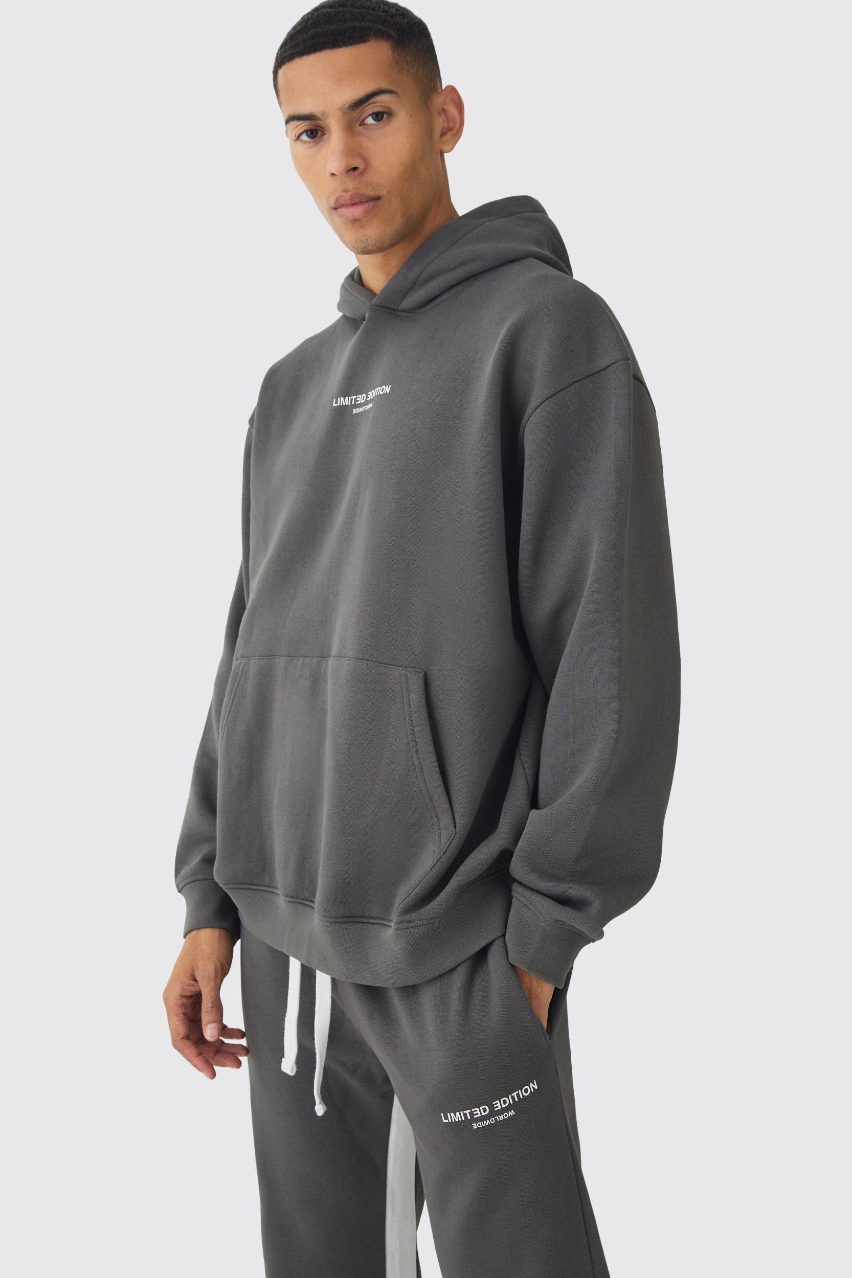 Oversized Limited Edition Extended Drawcords Hooded Tracksuit | boohooMAN USA Product Image