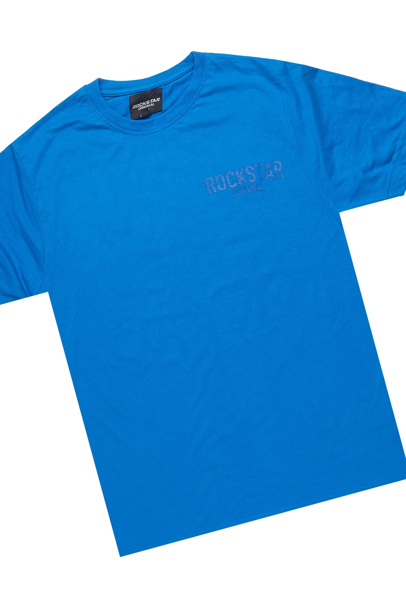 Sana Royal Blue T-Shirt/Raw Edge Short Set Male Product Image