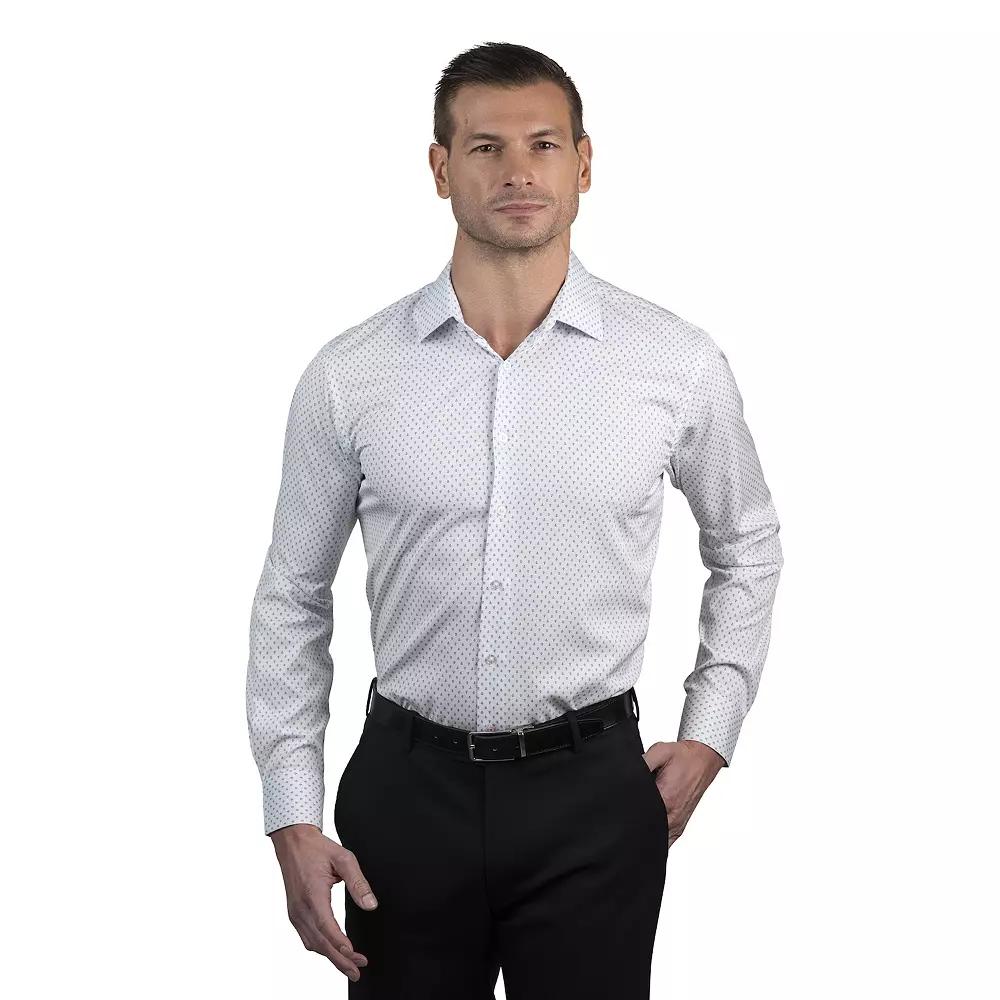Men's Nautica Wrinkle Free Performance Slim-Fit Dress Shirt, Size: Medium-32/33, Blue Anchors Product Image