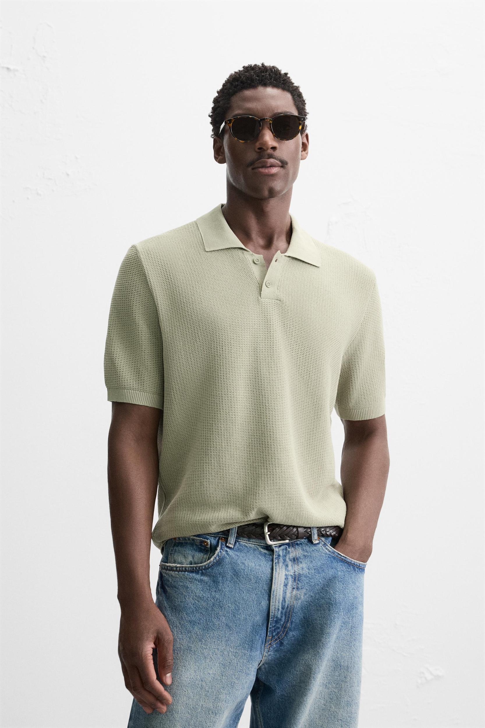 TEXTURED KNIT POLO SHIRT Product Image