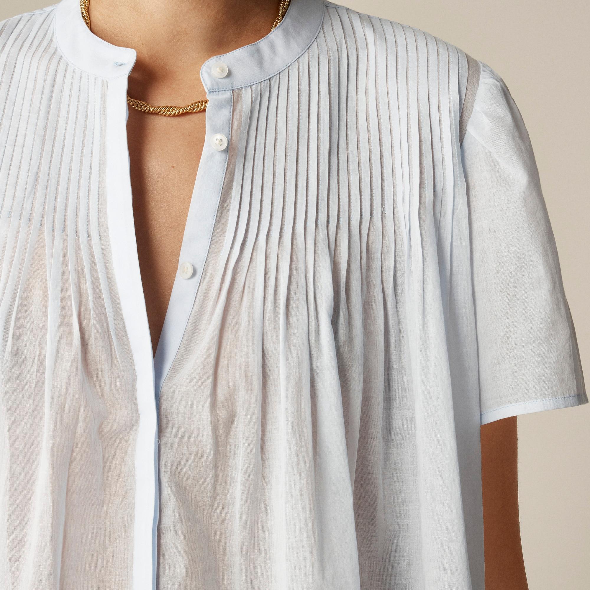 Lace-trim pintuck top in cotton voile Product Image