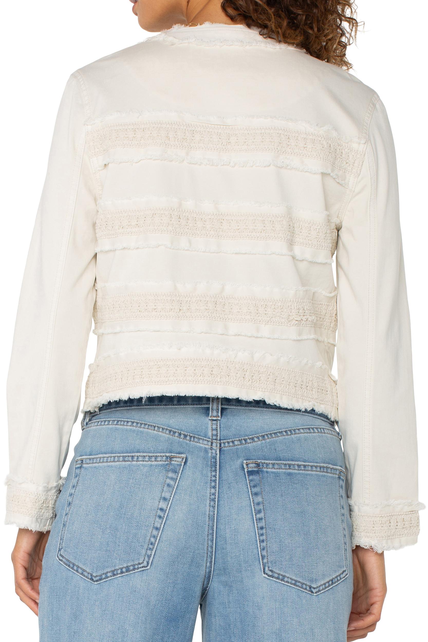 Collarless Jacket with Fray Product Image