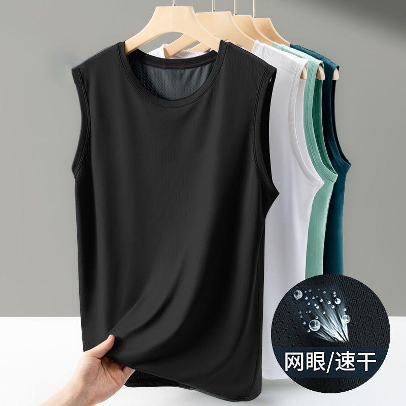 Round Neck Plain Tank Top Product Image