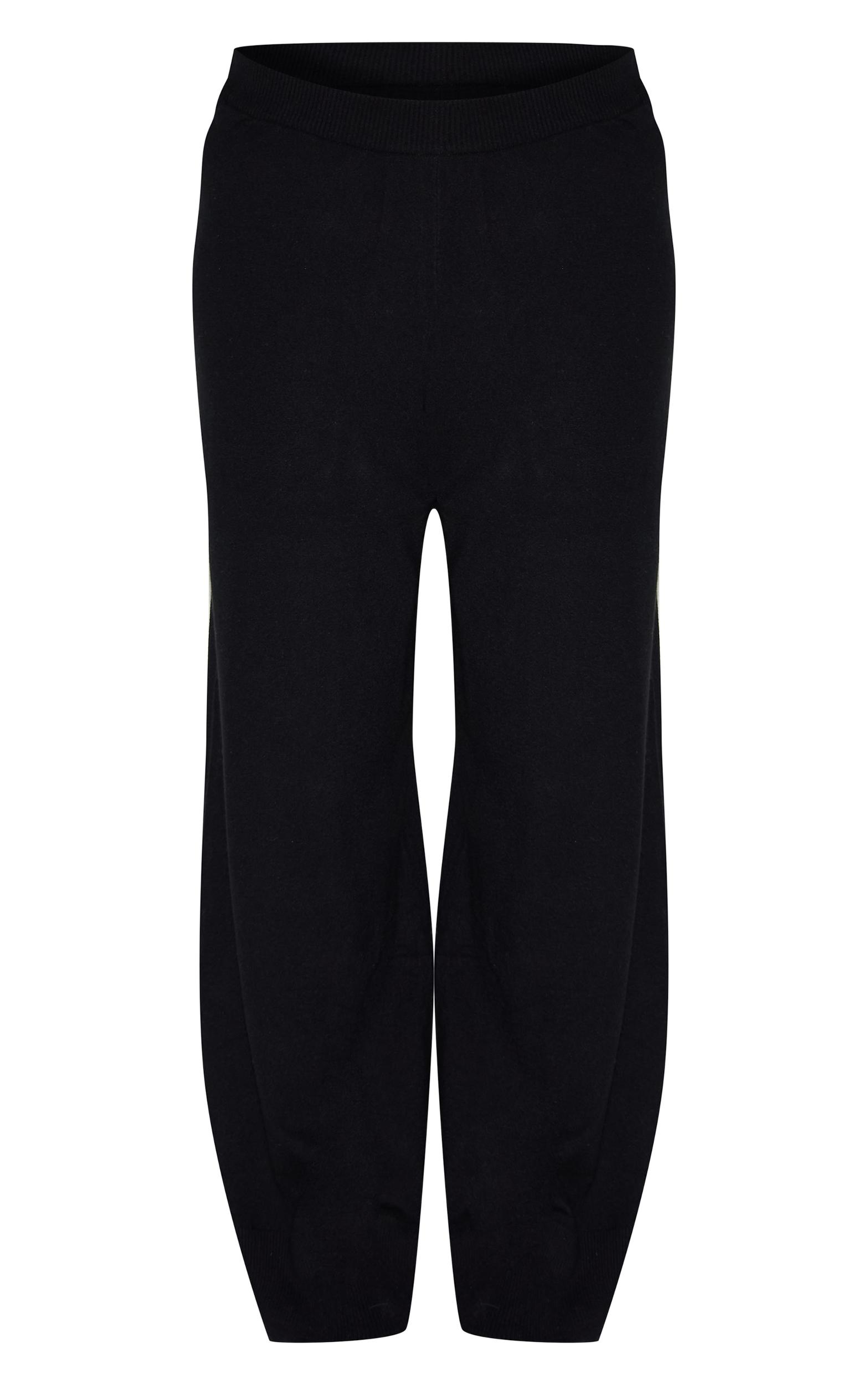 Plus Black Basic Knit Wide Leg Pants Product Image