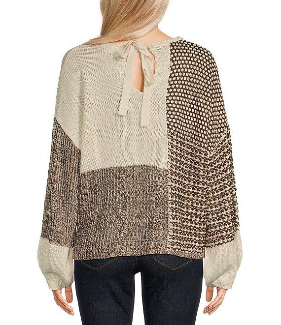 Blu Pepper Scoop Neck Color Block Sweater Product Image