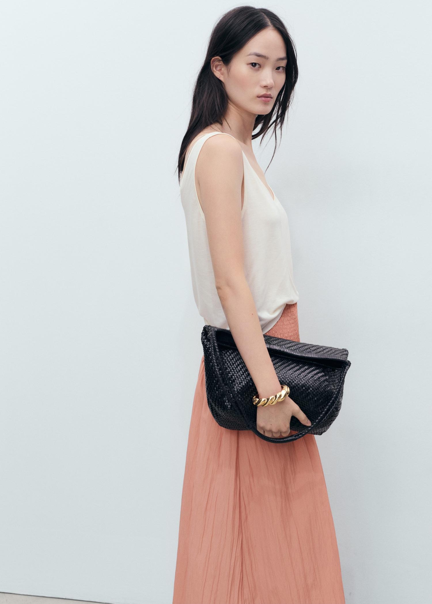 Gathered midi-skirt with panels - Women | MANGO USA Product Image